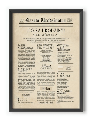 PREZENT na 90 URODZINY dziewięćdziesiątkę - PERSONALIZOWANY PLAKAT