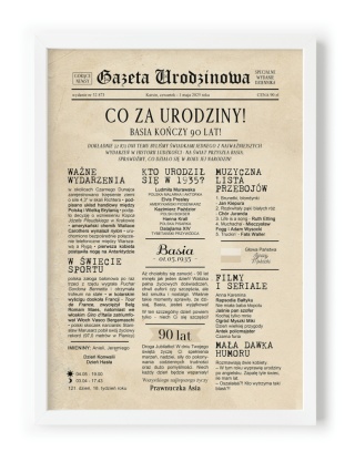 PREZENT na 90 URODZINY dziewięćdziesiątkę - PERSONALIZOWANY PLAKAT