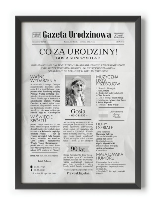 PREZENT na 90 URODZINY dziewięćdziesiątkę - PERSONALIZOWANY PLAKAT
