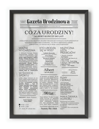 PREZENT na 90 URODZINY dziewięćdziesiątkę - PERSONALIZOWANY PLAKAT