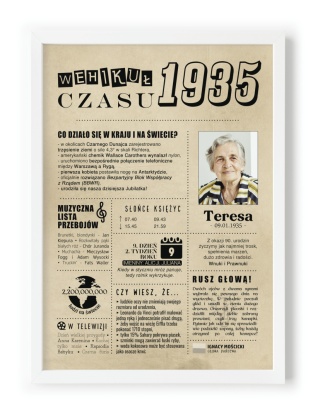 PREZENT na 90 URODZINY dziewięćdziesiątkę - PERSONALIZOWANY PLAKAT