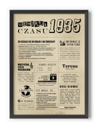 PREZENT na 90 URODZINY dziewięćdziesiątkę - PERSONALIZOWANY PLAKAT