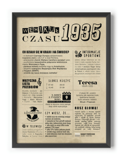 PREZENT na 90 URODZINY dziewięćdziesiątkę - PERSONALIZOWANY PLAKAT