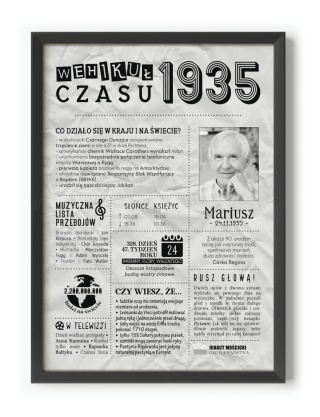 PREZENT na 90 URODZINY dziewięćdziesiątkę - PERSONALIZOWANY PLAKAT