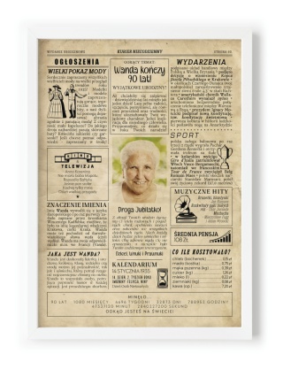 PREZENT na 90 URODZINY dziewięćdziesiątkę - PERSONALIZOWANY PLAKAT