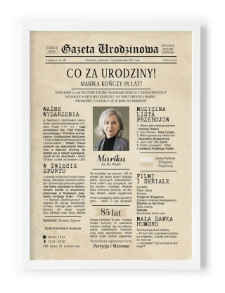 PREZENT na 85 URODZINY oryginalny - PERSONALIZOWANY PLAKAT