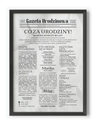 PREZENT na 85 URODZINY oryginalny - PERSONALIZOWANY PLAKAT