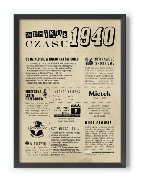 PREZENT na 85 URODZINY oryginalny - PERSONALIZOWANY PLAKAT