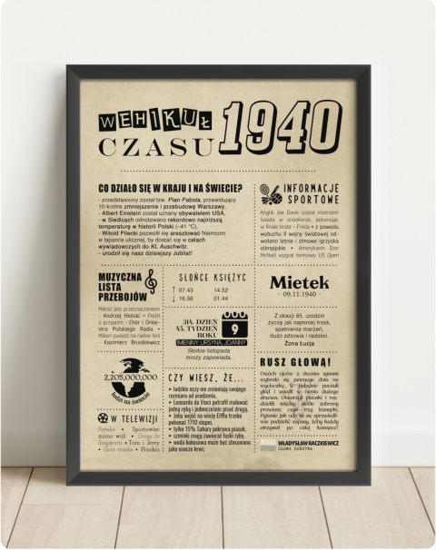 PREZENT na 85 URODZINY oryginalny - PERSONALIZOWANY PLAKAT