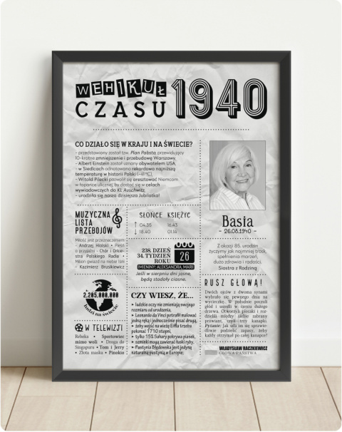 PREZENT na 85 URODZINY oryginalny - PERSONALIZOWANY PLAKAT