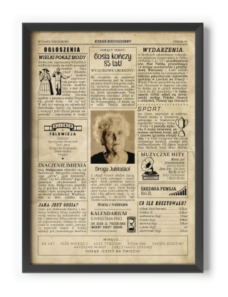 PREZENT na 85 URODZINY oryginalny - PERSONALIZOWANY PLAKAT