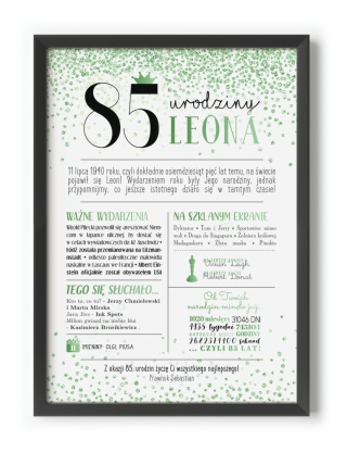 PREZENT na 85 URODZINY oryginalny - PERSONALIZOWANY PLAKAT