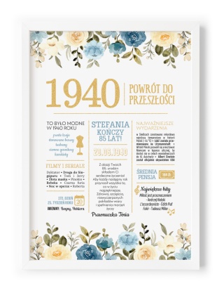 PREZENT na 85 URODZINY oryginalny - PERSONALIZOWANY PLAKAT