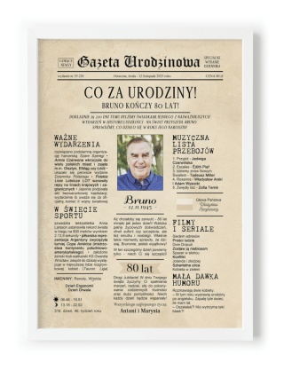 PREZENT na 80 URODZINY na osiemdziesiątkę PERSONALIZOWANY PLAKAT
