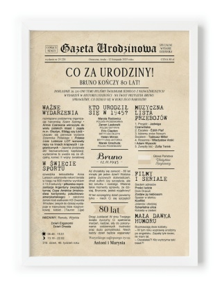 PREZENT na 80 URODZINY na osiemdziesiątkę PERSONALIZOWANY PLAKAT