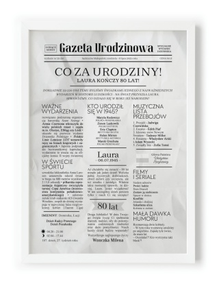 PREZENT na 80 URODZINY na osiemdziesiątkę PERSONALIZOWANY PLAKAT