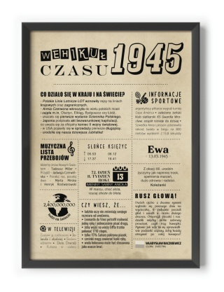 PREZENT na 80 URODZINY na osiemdziesiątkę PERSONALIZOWANY PLAKAT