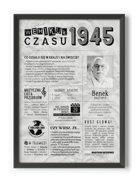 PREZENT na 80 URODZINY na osiemdziesiątkę PERSONALIZOWANY PLAKAT