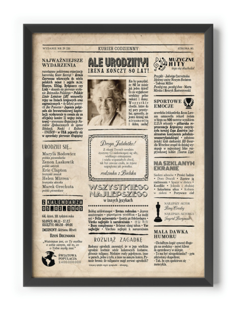 PREZENT na 80 URODZINY na osiemdziesiątkę PERSONALIZOWANY PLAKAT