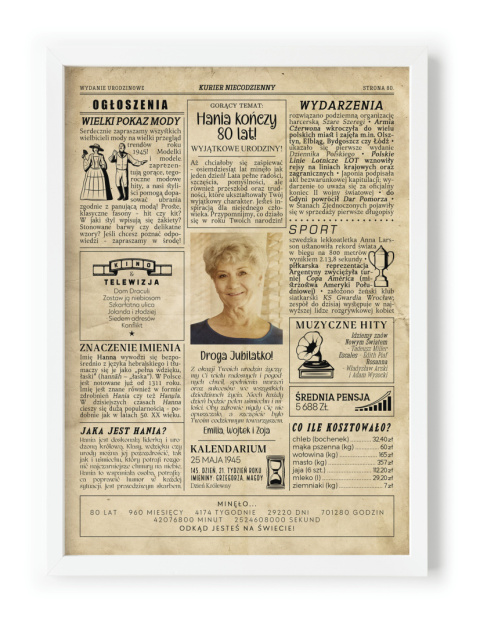 PREZENT na 80 URODZINY na osiemdziesiątkę PERSONALIZOWANY PLAKAT