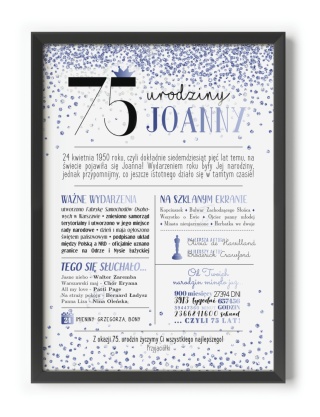 PREZENT na 75 URODZINY oryginalny PERSONALIZOWANY PLAKAT
