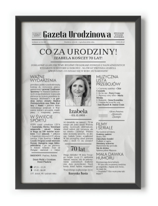 PREZENT na 70 URODZINY na siedemdziesiątkę PERSONALIZOWANY PLAKAT