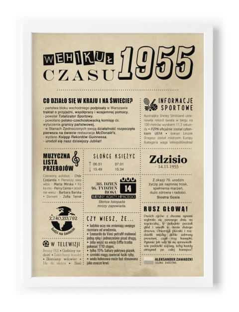 PREZENT na 70 URODZINY na siedemdziesiątkę PERSONALIZOWANY PLAKAT