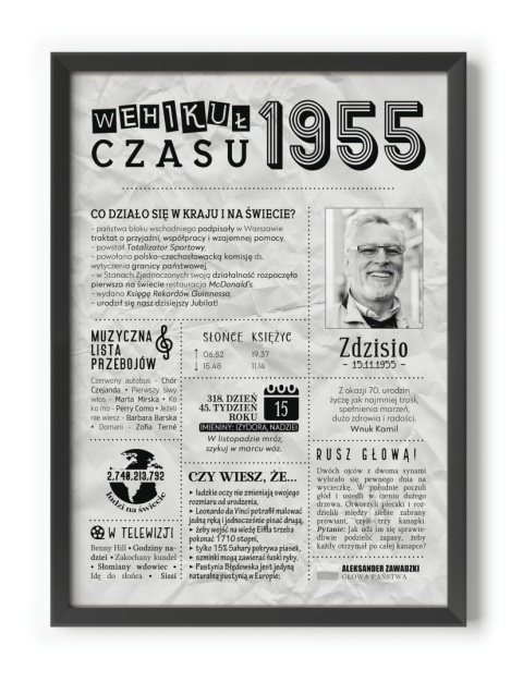 PREZENT na 70 URODZINY na siedemdziesiątkę PERSONALIZOWANY PLAKAT