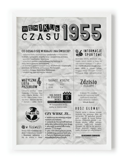 PREZENT na 70 URODZINY na siedemdziesiątkę PERSONALIZOWANY PLAKAT