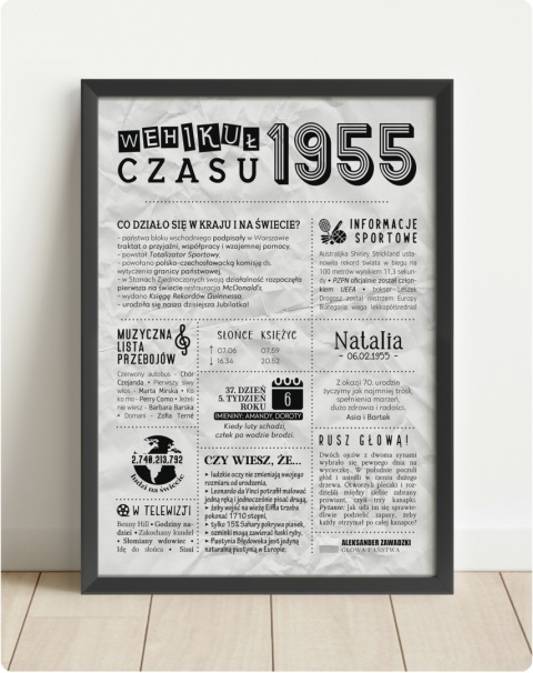 PREZENT na 70 URODZINY na siedemdziesiątkę PERSONALIZOWANY PLAKAT