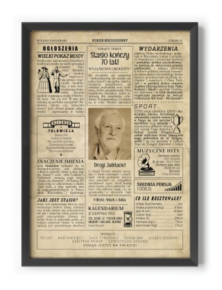 PREZENT na 70 URODZINY na siedemdziesiątkę PERSONALIZOWANY PLAKAT