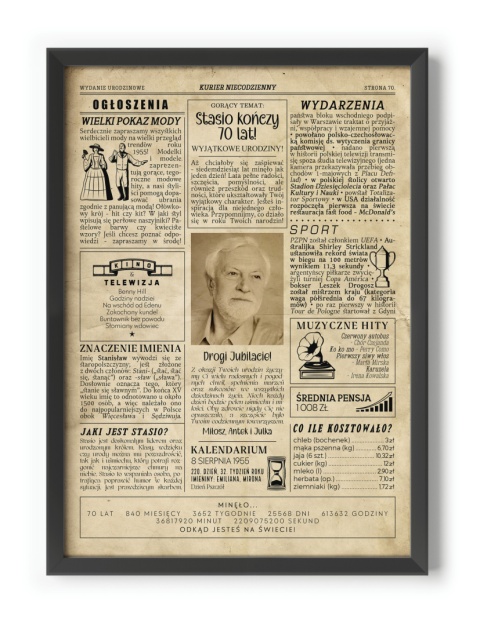 PREZENT na 70 URODZINY na siedemdziesiątkę PERSONALIZOWANY PLAKAT