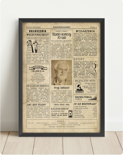 PREZENT na 70 URODZINY na siedemdziesiątkę PERSONALIZOWANY PLAKAT