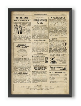 PREZENT na 70 URODZINY na siedemdziesiątkę PERSONALIZOWANY PLAKAT