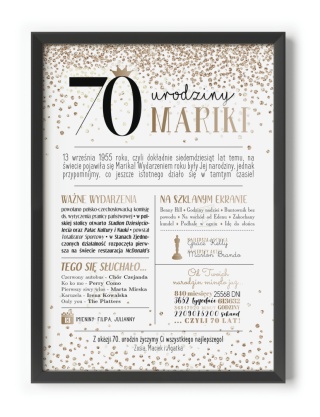 PREZENT na 70 URODZINY na siedemdziesiątkę PERSONALIZOWANY PLAKAT