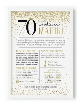 PREZENT na 70 URODZINY na siedemdziesiątkę PERSONALIZOWANY PLAKAT