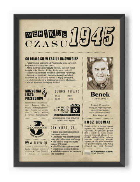 PREZENT na 80 URODZINY na osiemdziesiątkę PERSONALIZOWANY PLAKAT