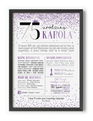 PREZENT na 75 URODZINY oryginalny PERSONALIZOWANY PLAKAT