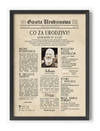PREZENT na 75 URODZINY oryginalny PERSONALIZOWANY PLAKAT