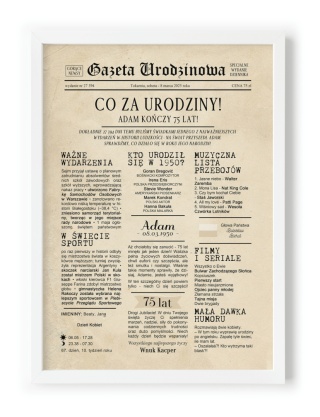 PREZENT na 75 URODZINY oryginalny PERSONALIZOWANY PLAKAT