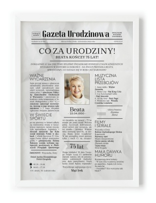 PREZENT na 75 URODZINY oryginalny PERSONALIZOWANY PLAKAT