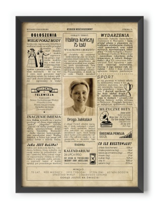 PREZENT na 75 URODZINY oryginalny PERSONALIZOWANY PLAKAT