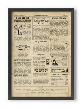 PREZENT na 75 URODZINY oryginalny PERSONALIZOWANY PLAKAT